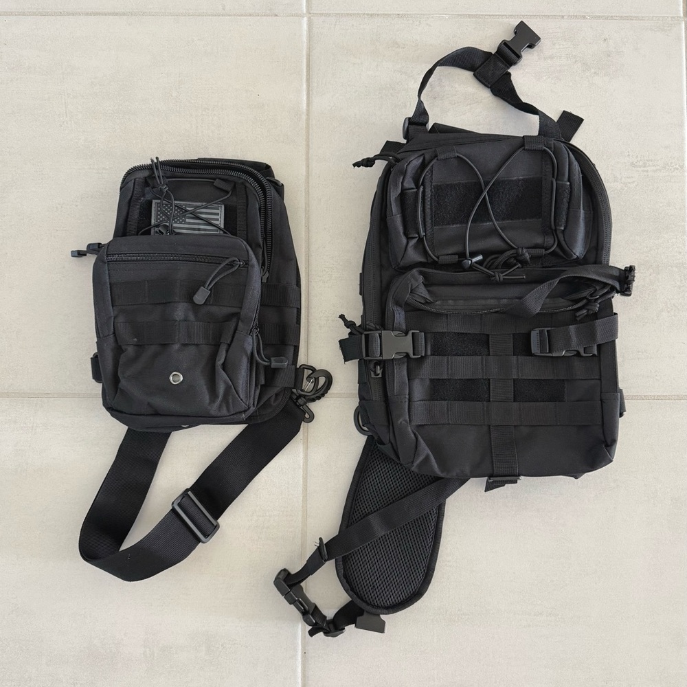His and Hers Black Tactical Sling Bag Set